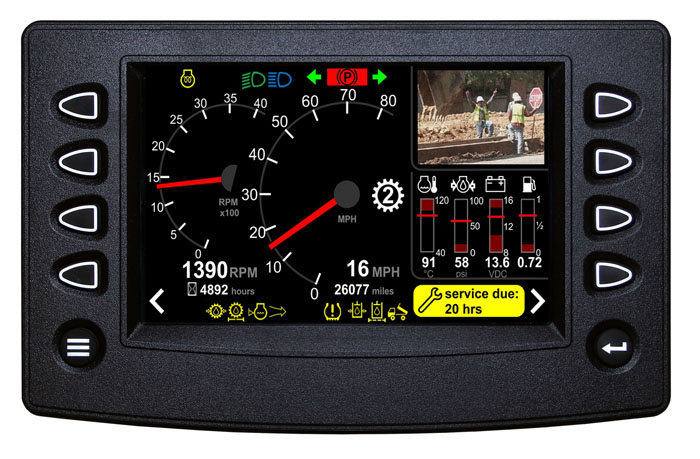 PV780 QVGA colour touchscreen display for CAN/J1939 vehicle systems